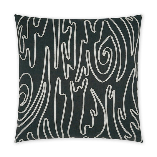 D.V. KAP HOME   24" x 24" Swindler Pillow - Black Abstract, Modern, Beach    - 3902-B-2424