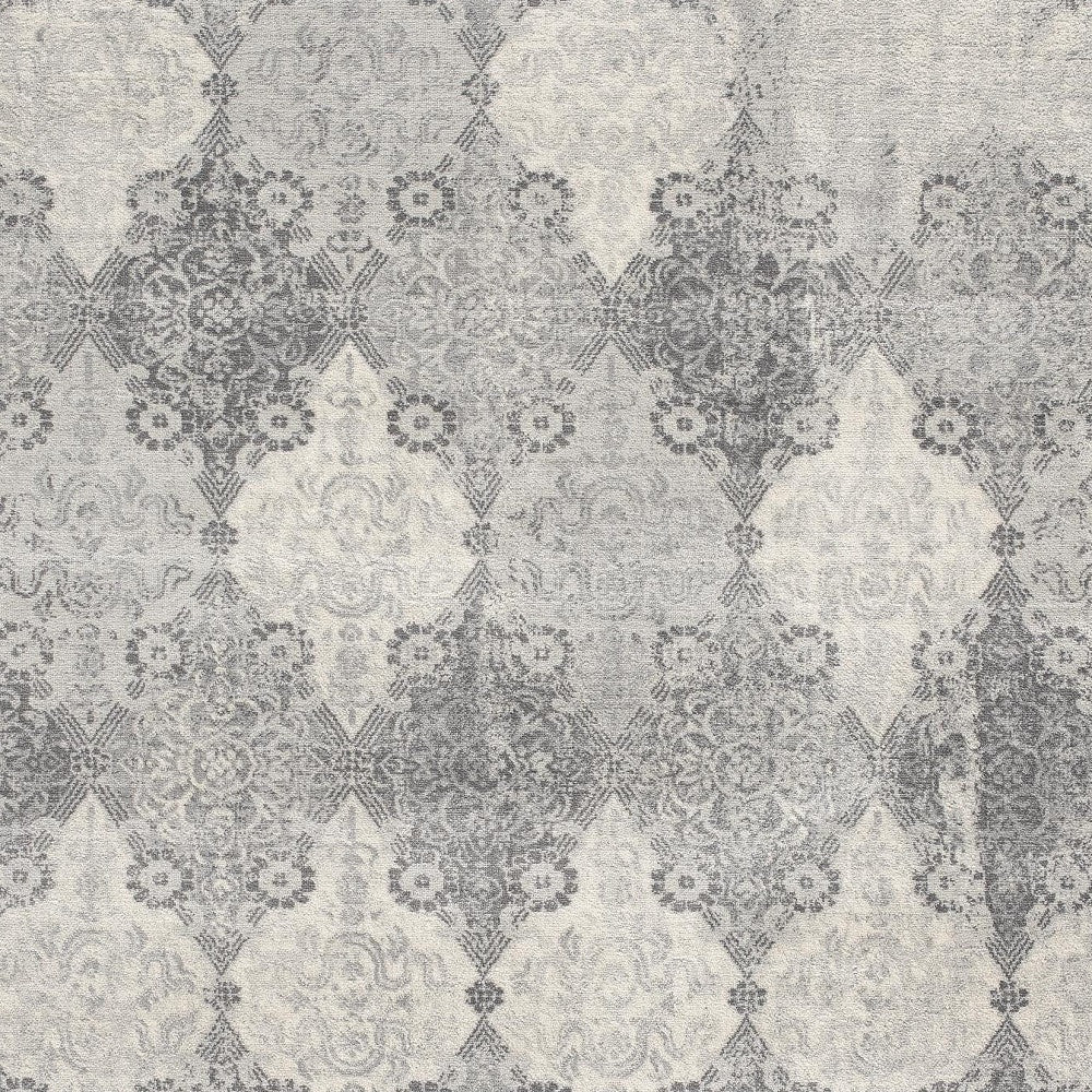 5' X 8' Gray Distressed Trellis Pattern Area Rug