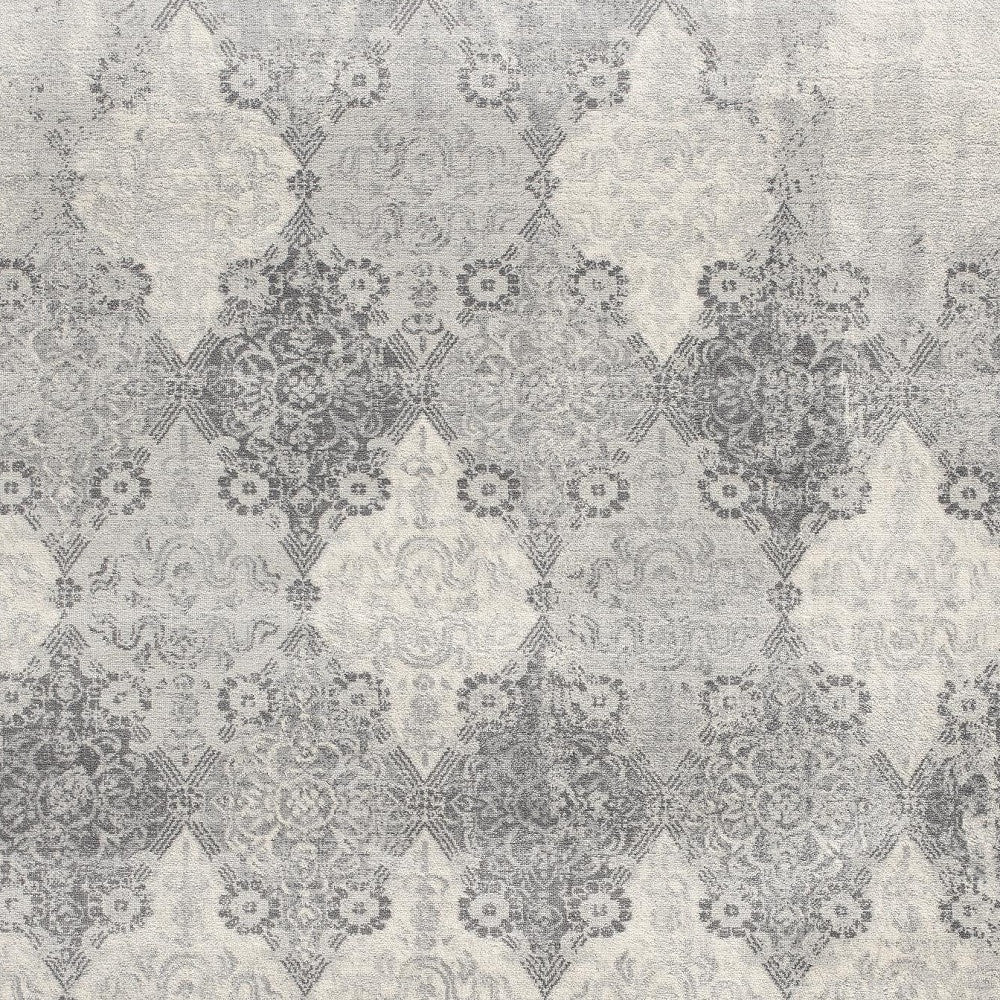 5' X 8' Gray Distressed Trellis Pattern Area Rug