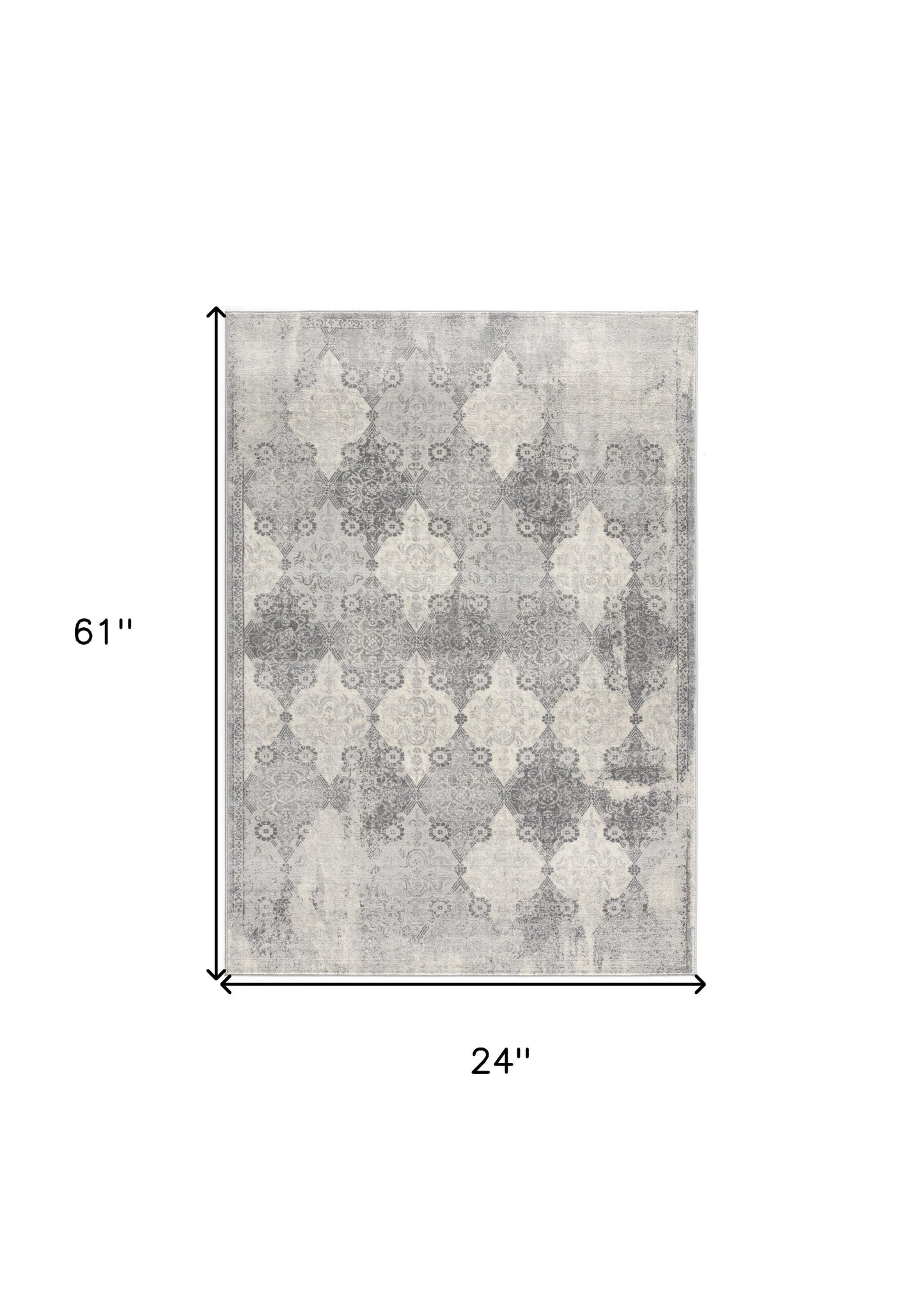 5' X 8' Gray Distressed Trellis Pattern Area Rug