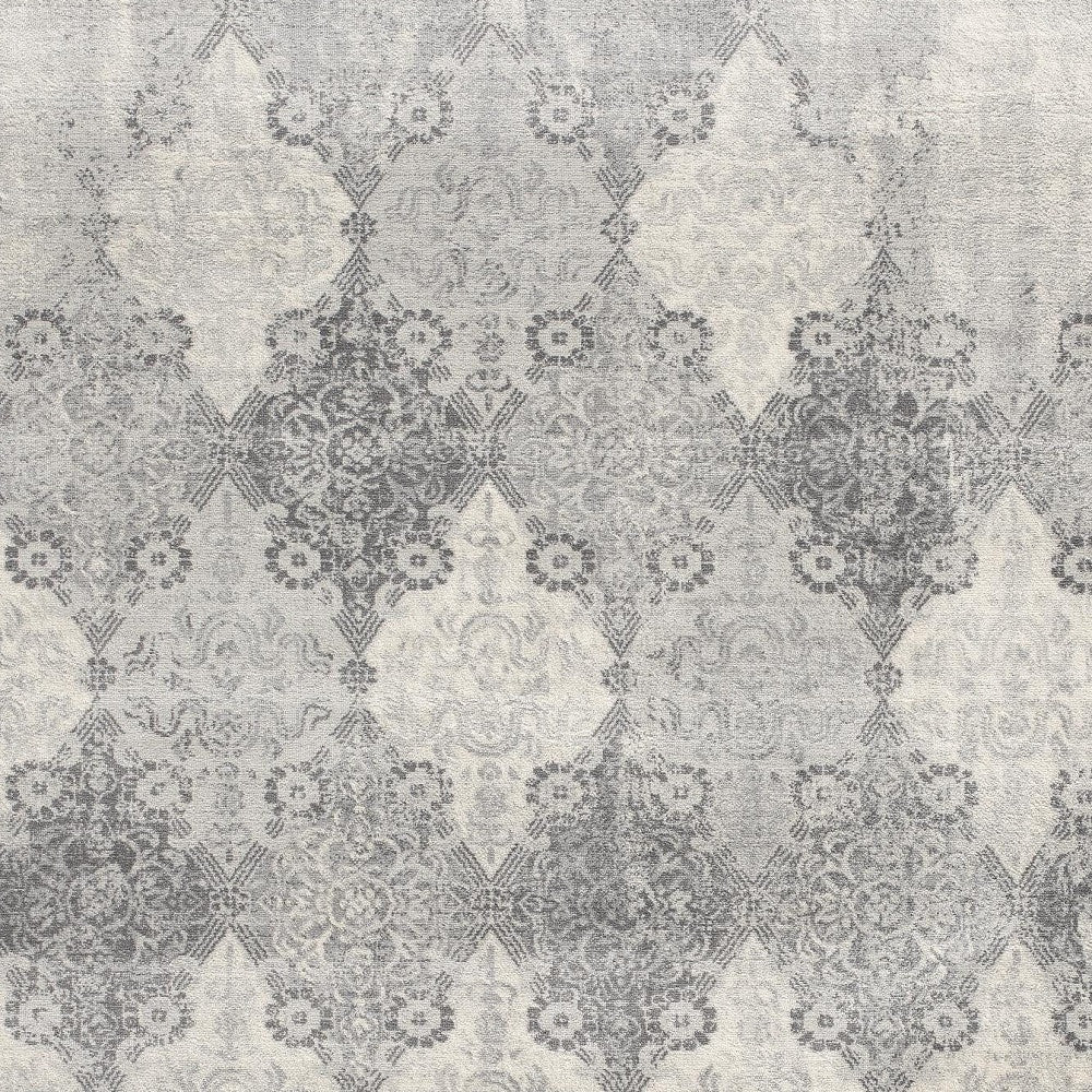 5' X 8' Gray Distressed Trellis Pattern Area Rug