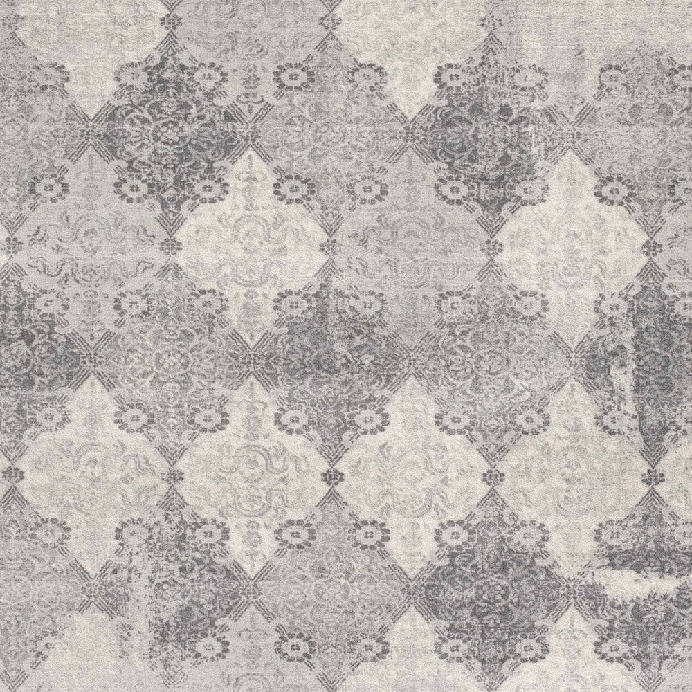 5' X 8' Gray Distressed Trellis Pattern Area Rug