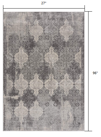 5' X 8' Gray Distressed Trellis Pattern Area Rug