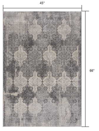 5' X 8' Gray Distressed Trellis Pattern Area Rug