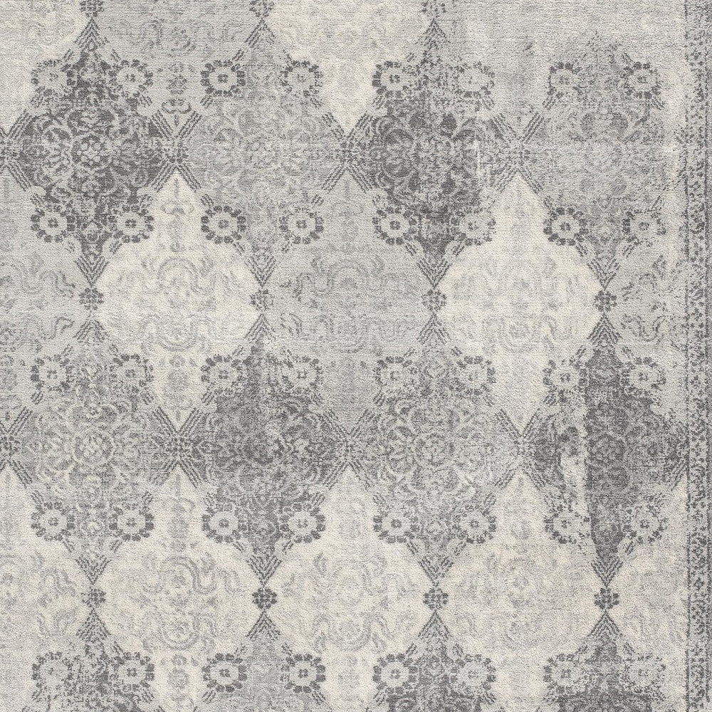 5' X 8' Gray Distressed Trellis Pattern Area Rug