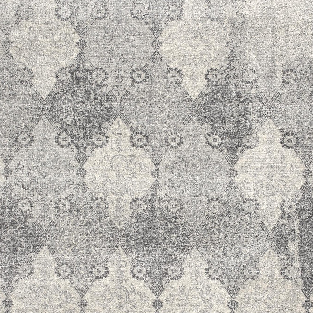 5' X 8' Gray Distressed Trellis Pattern Area Rug