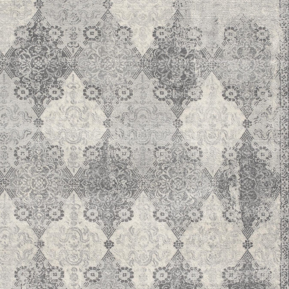 5' X 8' Gray Distressed Trellis Pattern Area Rug