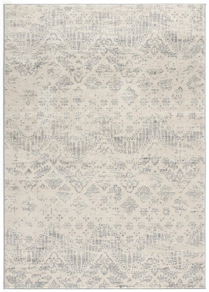 8' X 11' Ivory Distressed Ikat Pattern Area Rug