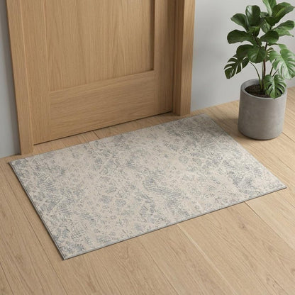 8' X 11' Ivory Distressed Ikat Pattern Area Rug