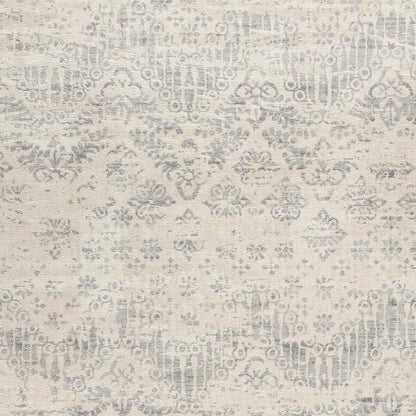 5' X 8' Ivory Distressed Ikat Pattern Area Rug