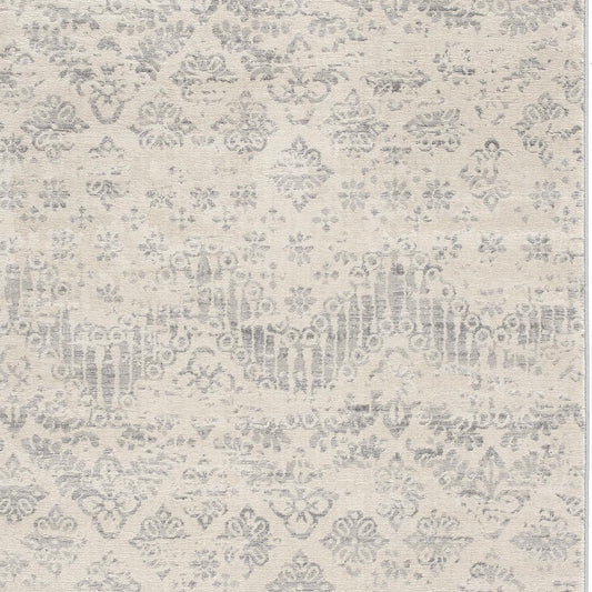 2' X 8' Ivory Distressed Ikat Pattern Runner Rug