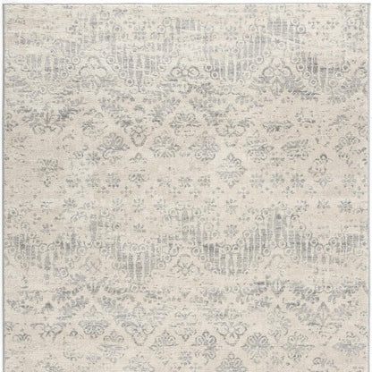 5' X 8' Ivory Distressed Ikat Pattern Area Rug