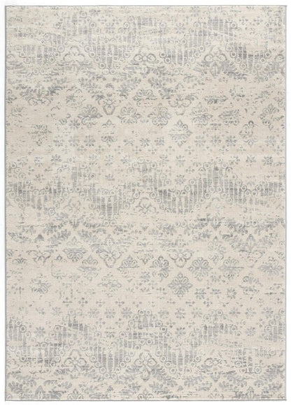 8' X 11' Ivory Distressed Ikat Pattern Area Rug