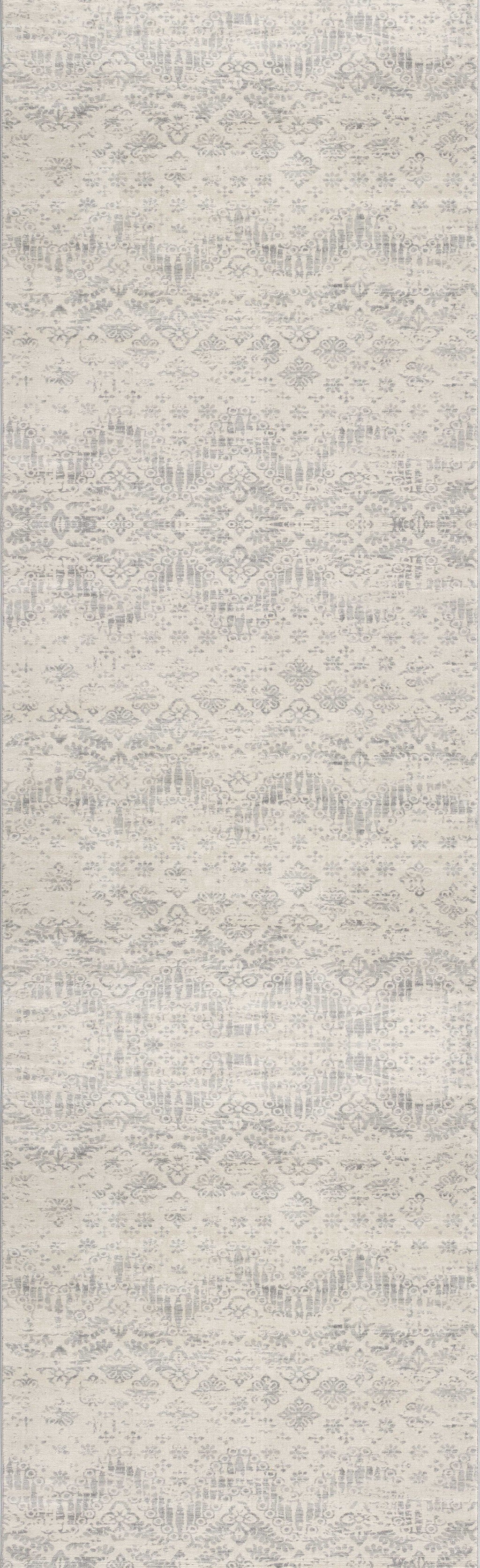 2' X 3' Ivory Distressed Ikat Pattern Scatter Rug