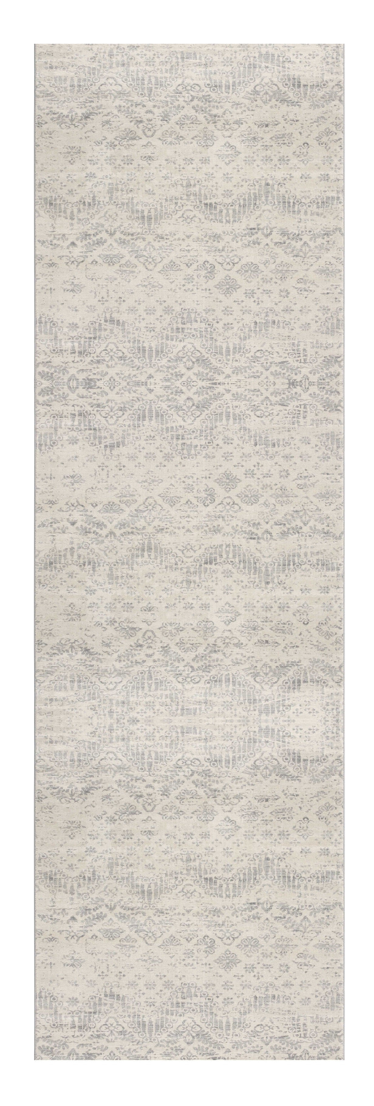 2' X 3' Ivory Distressed Ikat Pattern Scatter Rug