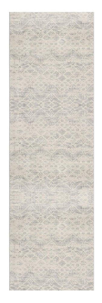 8' X 11' Ivory Distressed Ikat Pattern Area Rug