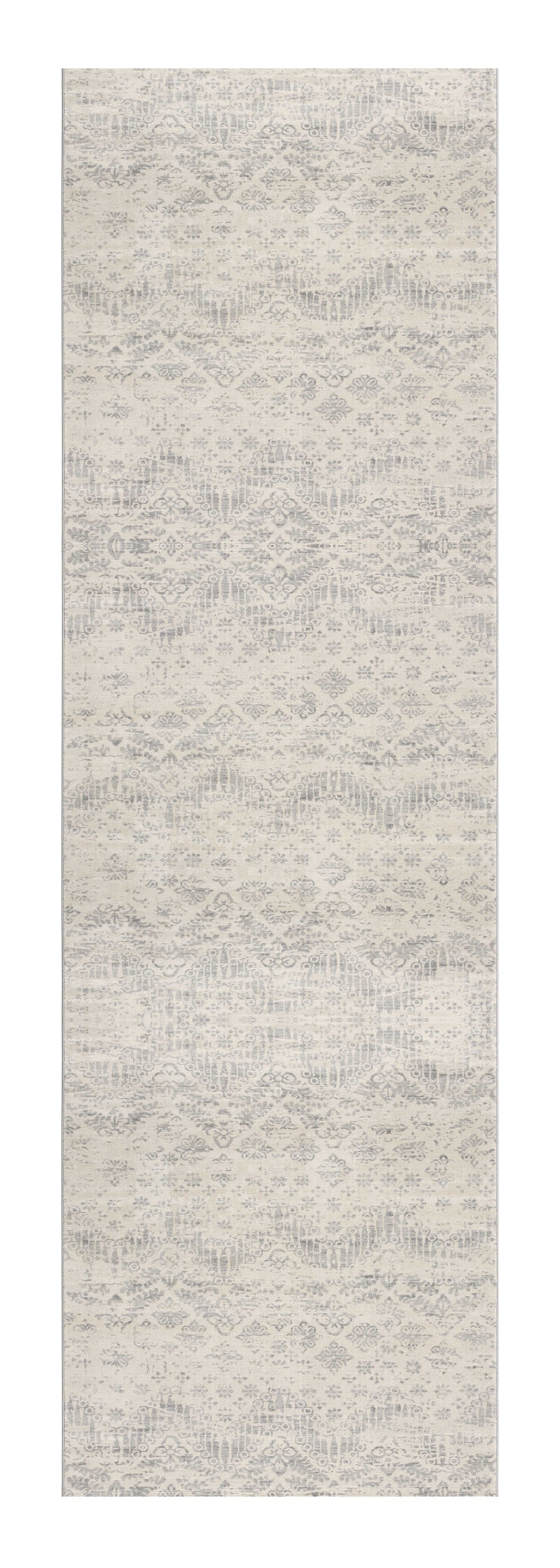 2' X 3' Ivory Distressed Ikat Pattern Scatter Rug