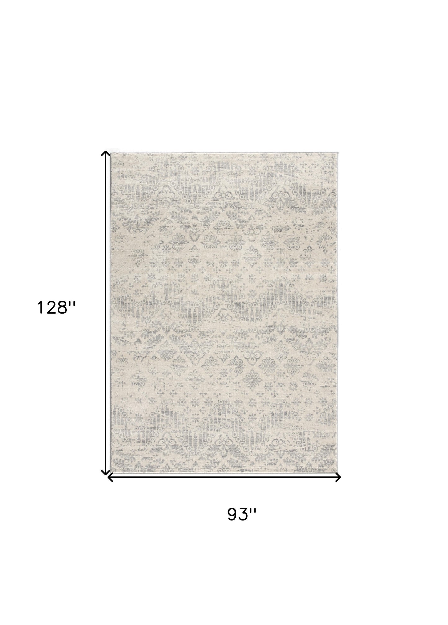 2' X 3' Ivory Distressed Ikat Pattern Scatter Rug