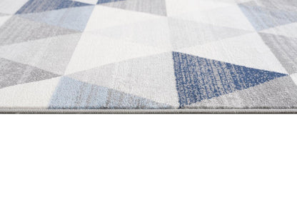 2' X 5' Navy Blue Geometric Diamond Area Rug
