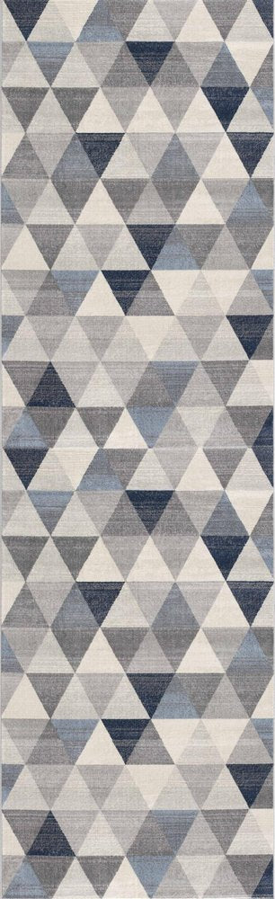 5' X 8' Navy Blue Geometric Diamond Area Rug