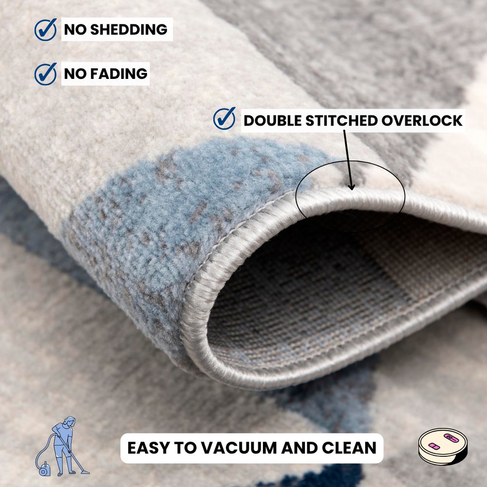 8' X 11' Navy Blue Geometric Diamond Area Rug