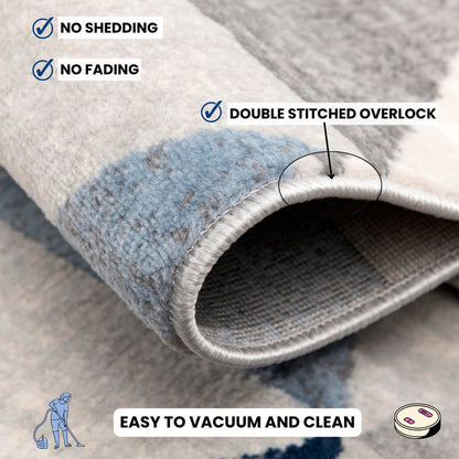 2' X 5' Navy Blue Geometric Diamond Area Rug