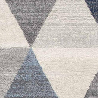 5' X 8' Navy Blue Geometric Diamond Area Rug