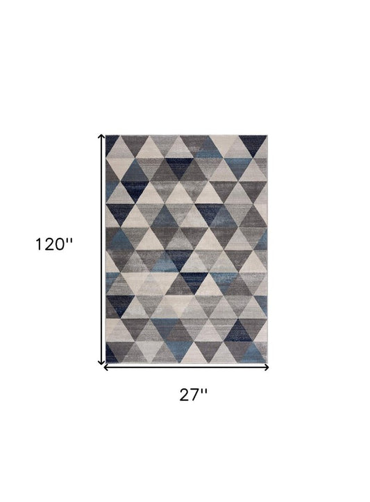 2' X 3' Navy Blue Geometric Diamond Scatter Rug