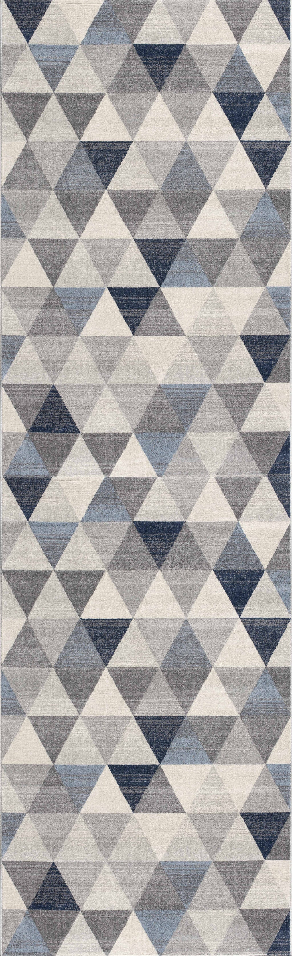 5' X 8' Navy Blue Geometric Diamond Area Rug