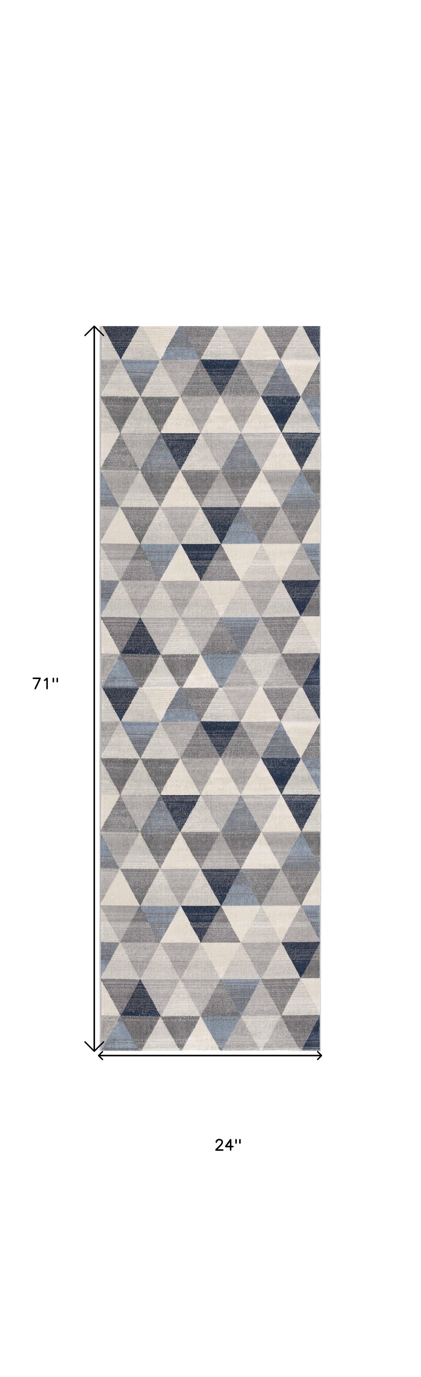 5' X 8' Navy Blue Geometric Diamond Area Rug