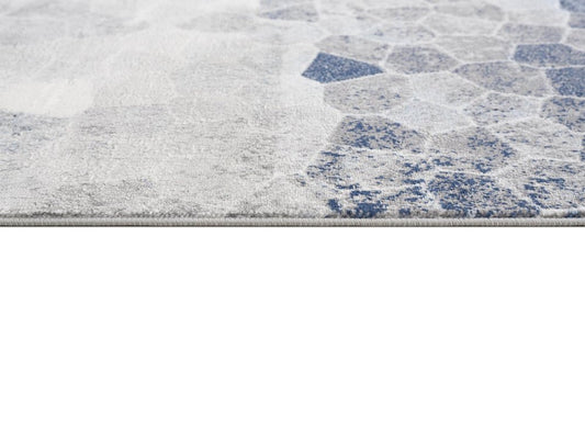 2' X 5' Navy Blue Cobblestone Pattern Area Rug