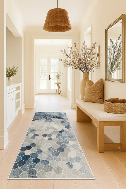 2' X 3' Navy Blue Cobblestone Pattern Scatter Rug