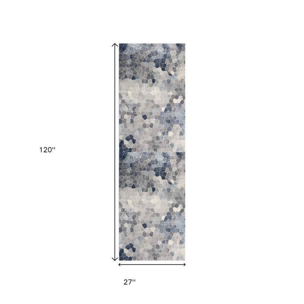 2' X 3' Navy Blue Cobblestone Pattern Scatter Rug
