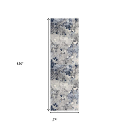 2' X 6' Navy Geometric Area Rug