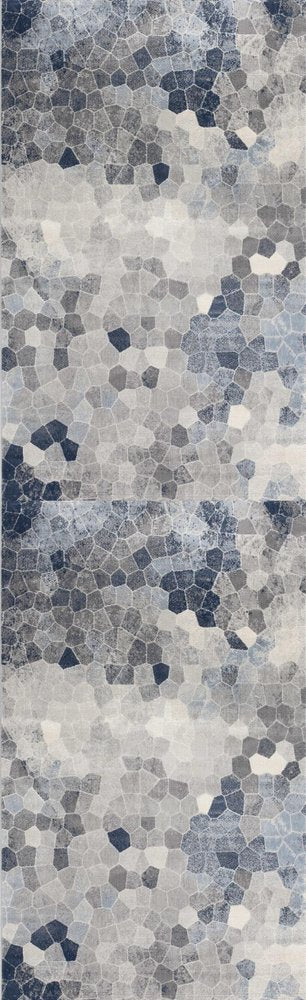 2' X 6' Navy Geometric Area Rug