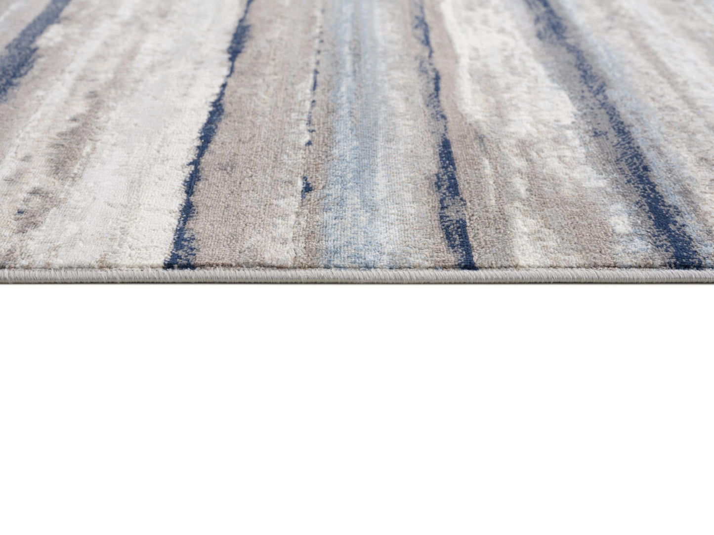 2' X 3' Blue And Beige Distressed Stripes Scatter Rug