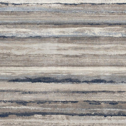 5' X 8' Blue And Beige Distressed Stripes Area Rug
