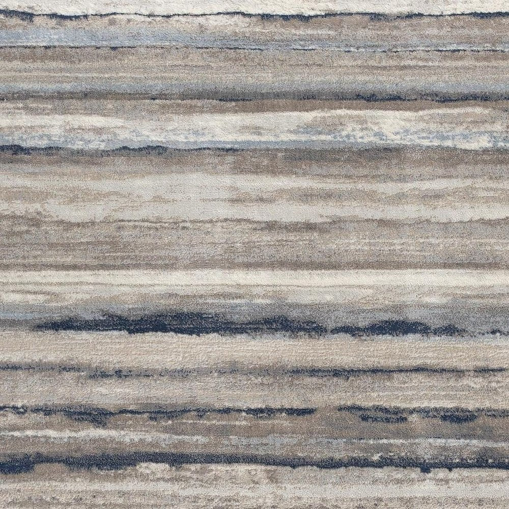 5' X 8' Blue And Beige Distressed Stripes Area Rug