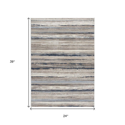 8' Blue Striped Runner Rug