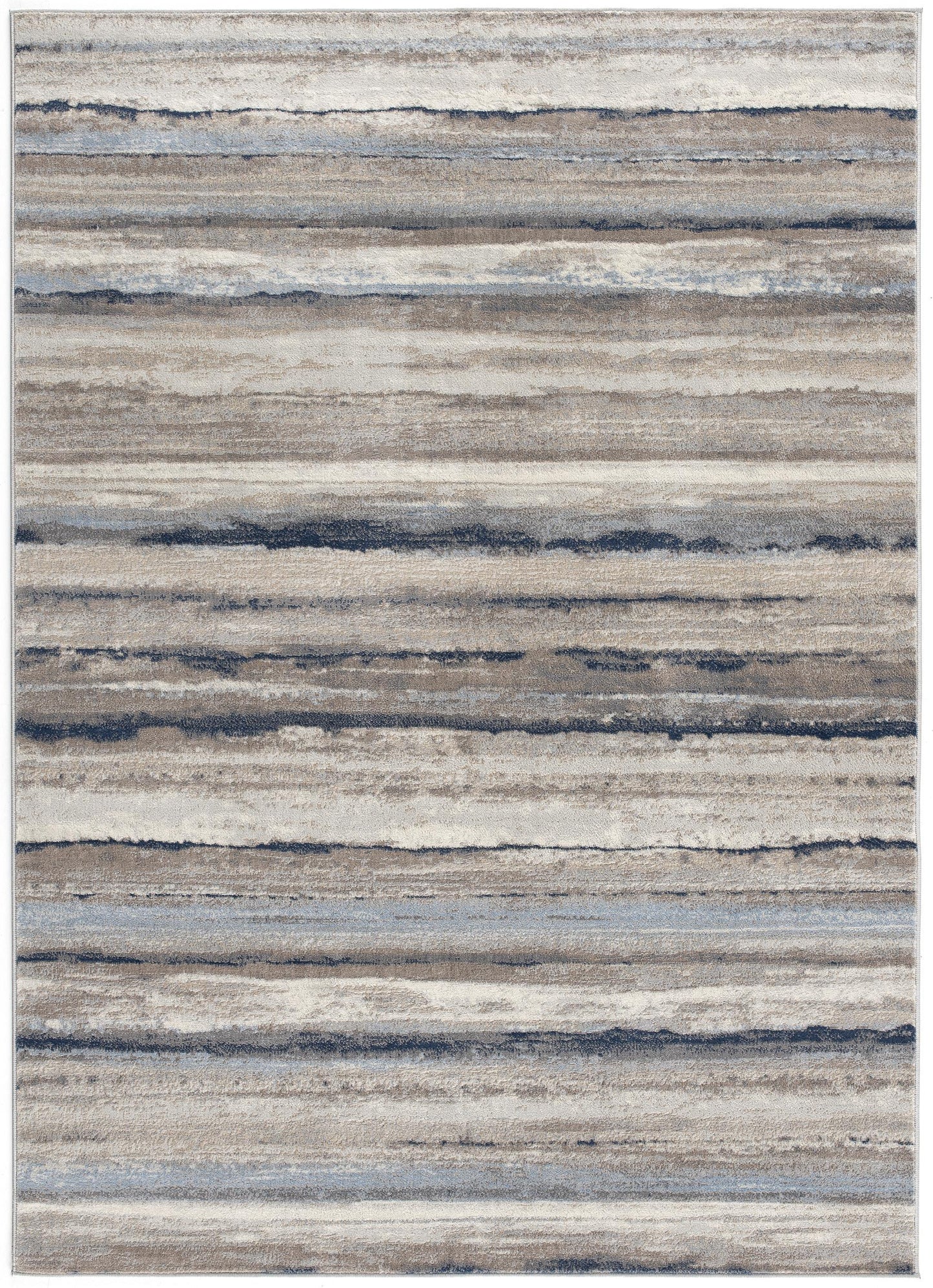 2' X 3' Blue And Beige Distressed Stripes Scatter Rug