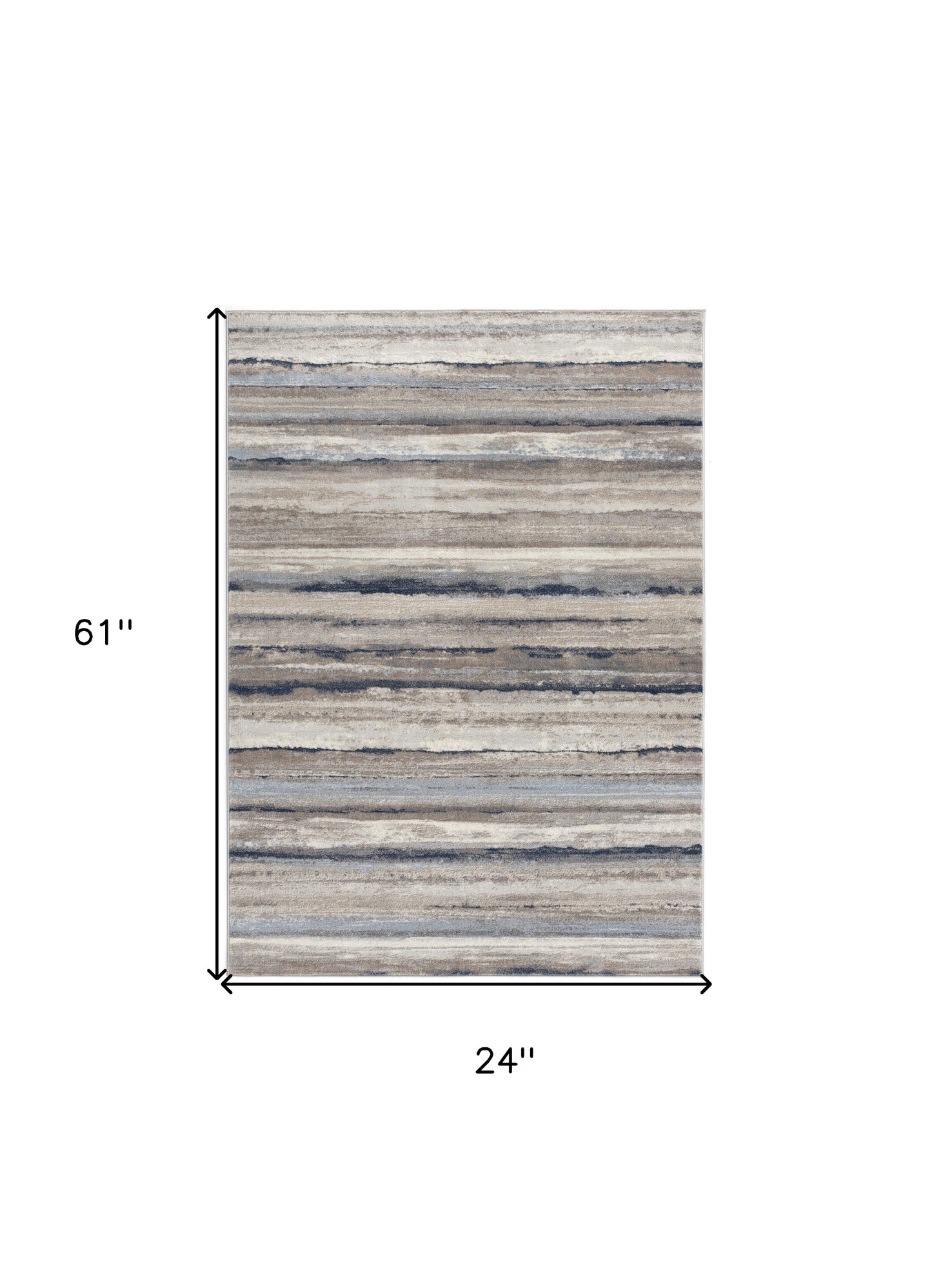 2' X 3' Blue And Beige Distressed Stripes Scatter Rug