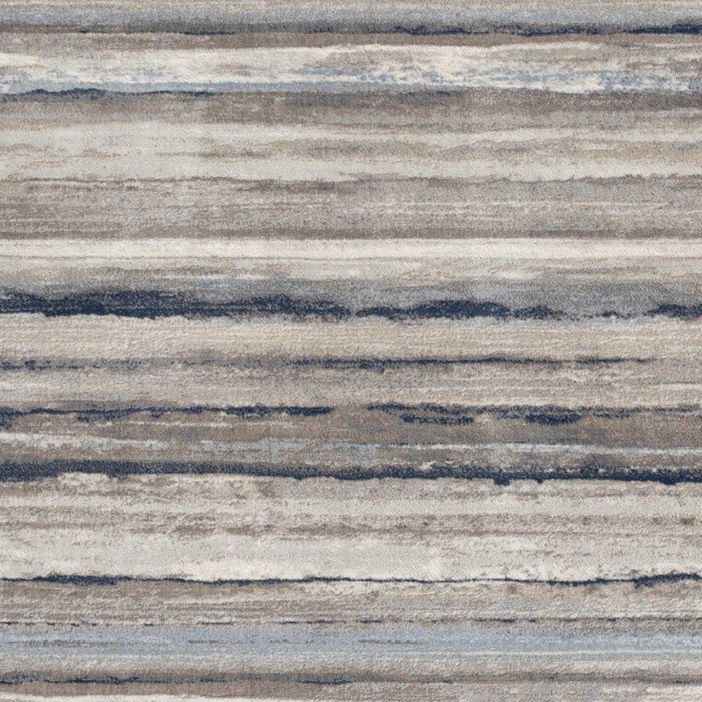 2' X 3' Blue And Beige Distressed Stripes Scatter Rug