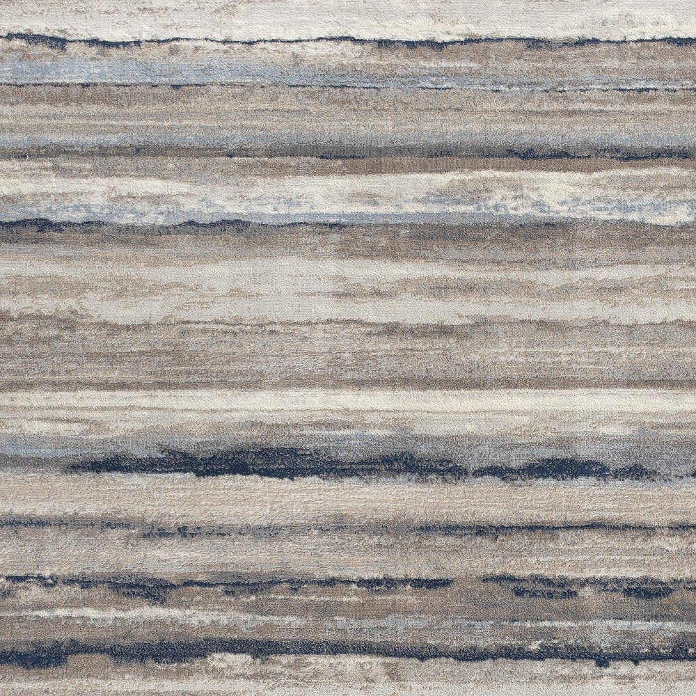 2' X 3' Blue And Beige Distressed Stripes Scatter Rug