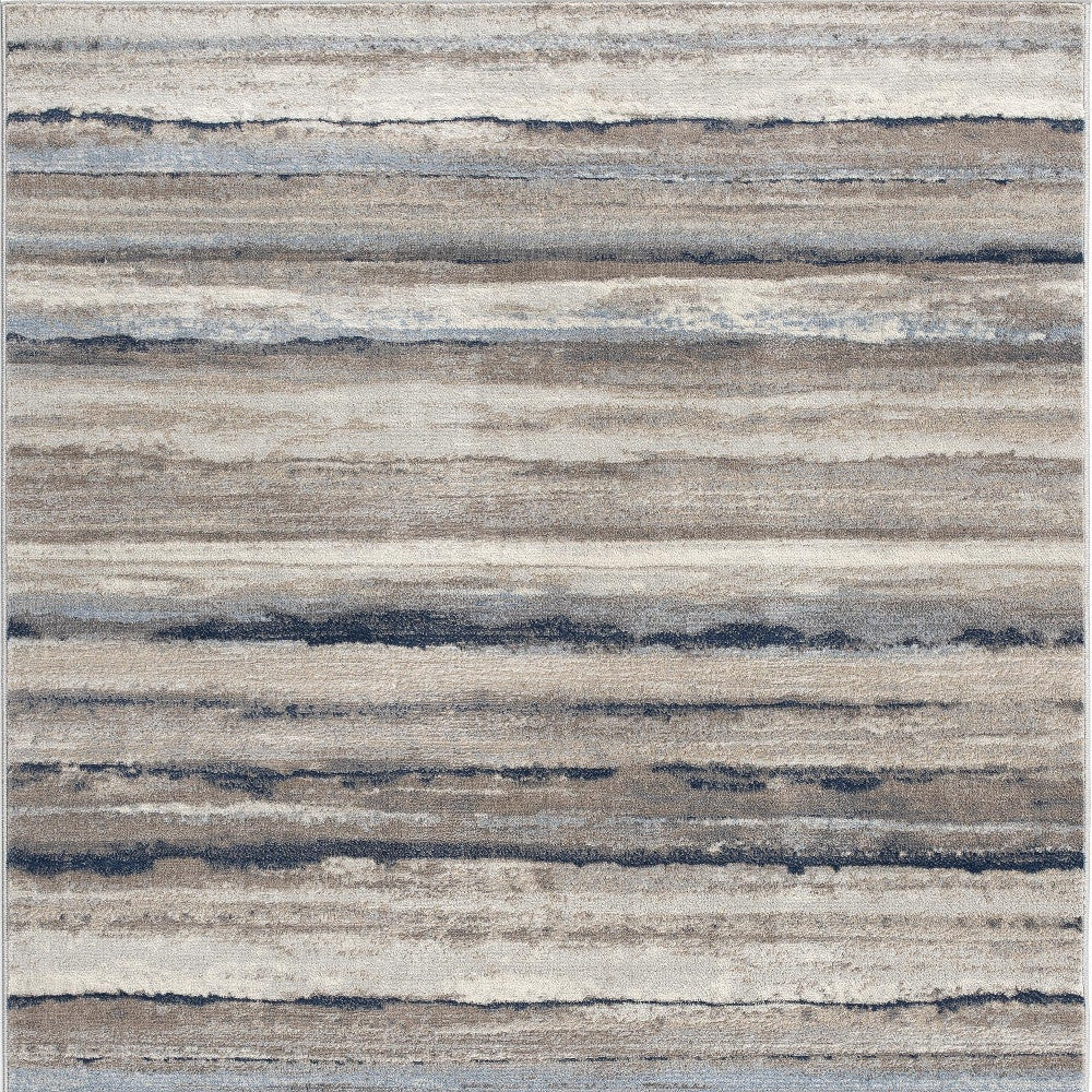 2' X 3' Blue And Beige Distressed Stripes Scatter Rug