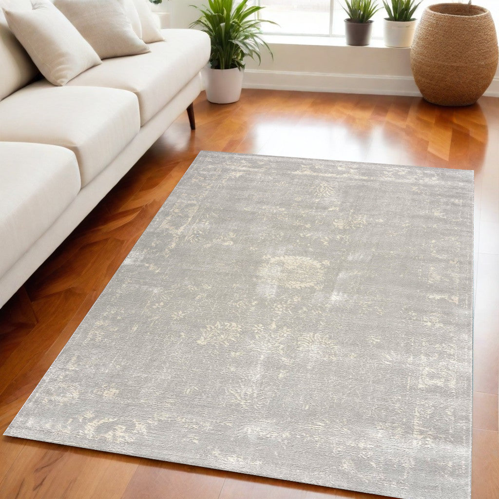 5' X 8' Modern Gray Distressed Area Rug