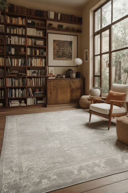 5' X 8' Modern Gray Distressed Area Rug