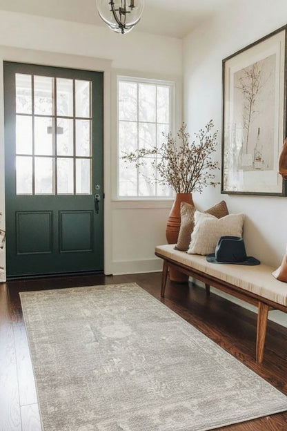 5' X 8' Modern Gray Distressed Area Rug