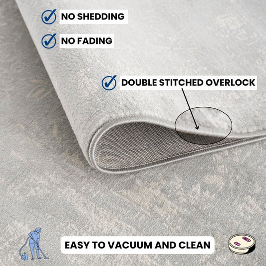 8' X 11' Modern Gray Distressed Area Rug