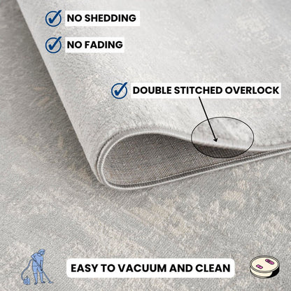 5' X 8' Modern Gray Distressed Area Rug