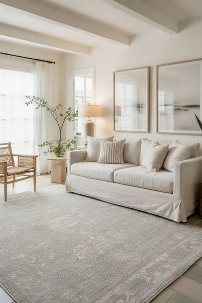 5' X 8' Modern Gray Distressed Area Rug